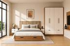 Complete Bedroom Set | Cot (With / Without Storage) + Wardrobe + 2 Side Tables | Matte & High Gloss Finish