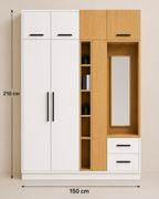 Modern Wardrobe with Dressing Unit | 150 cm Width | 210 cm Height | Multi-Storage Design