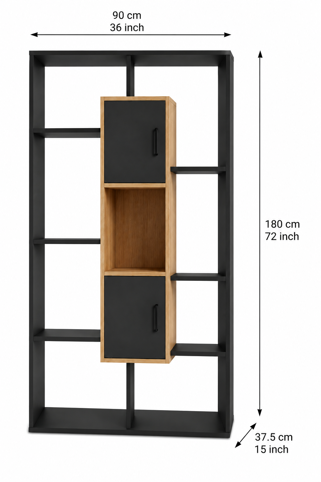 Modern Open Book Shelf with Storage Cabinet | 180 cm Tall Display Rack