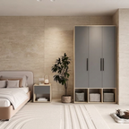 UrbanSpace 3-Door Wardrobe with Matching Bedside Table – Engineered Wood Storage Set
