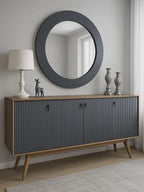 Ribbed Console Cabinet with Mirror Set