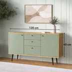 Nordic Sage Sideboard Cabinet 120cm – Modern Storage Console with Drawers & Doors