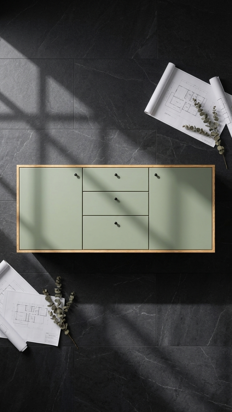 Nordic Sage Sideboard Cabinet 120cm – Modern Storage Console with Drawers & Doors