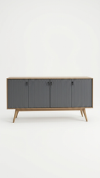 Ribbed Console Cabinet with Mirror Set