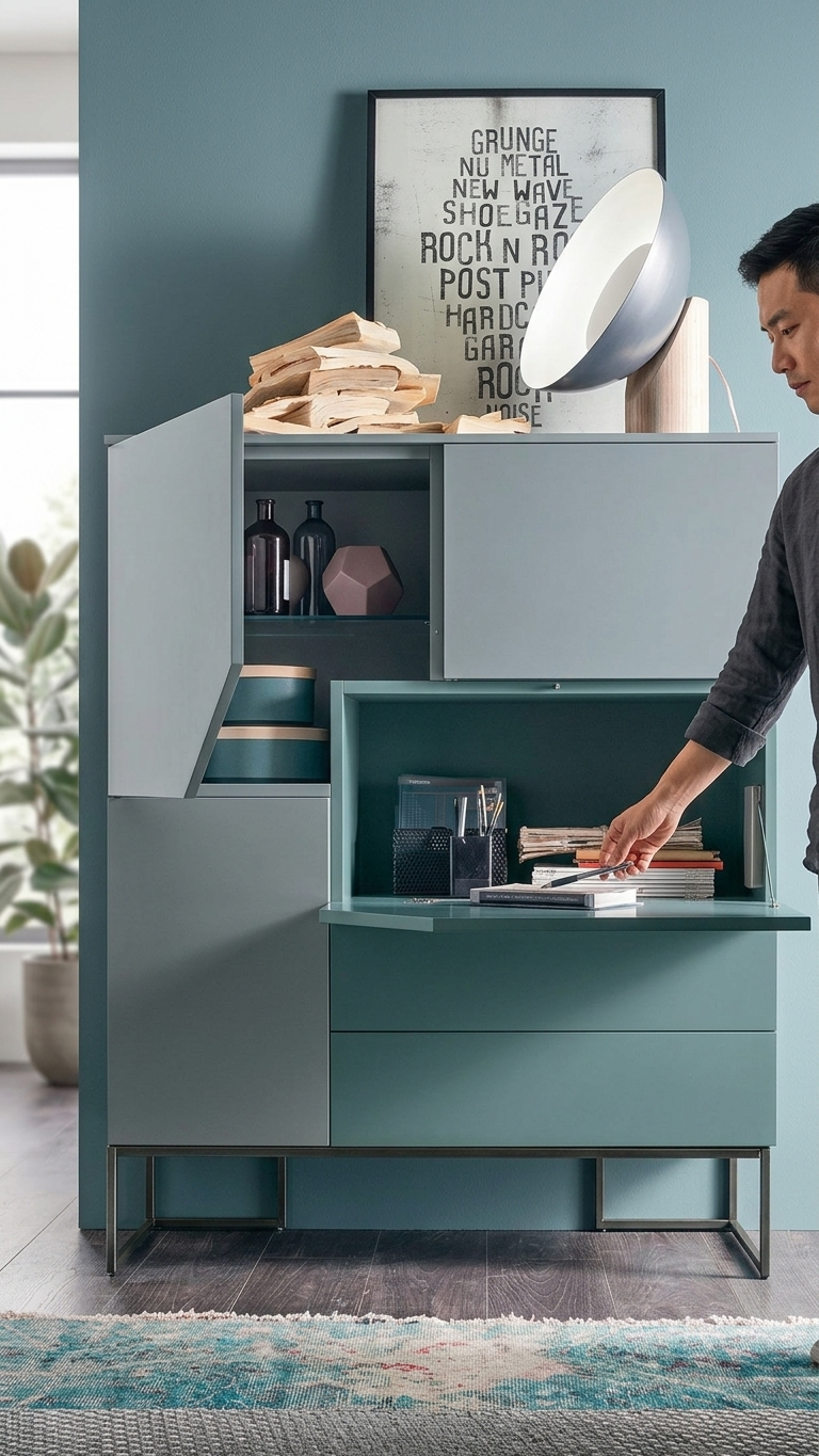 MetroEdge Multi-Utility Storage Cabinet with Fold-Out Desk