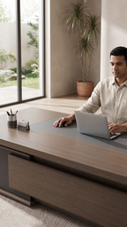 Executive Office Desk | Premium Wooden Design | 180 cm Length | Smart Storage