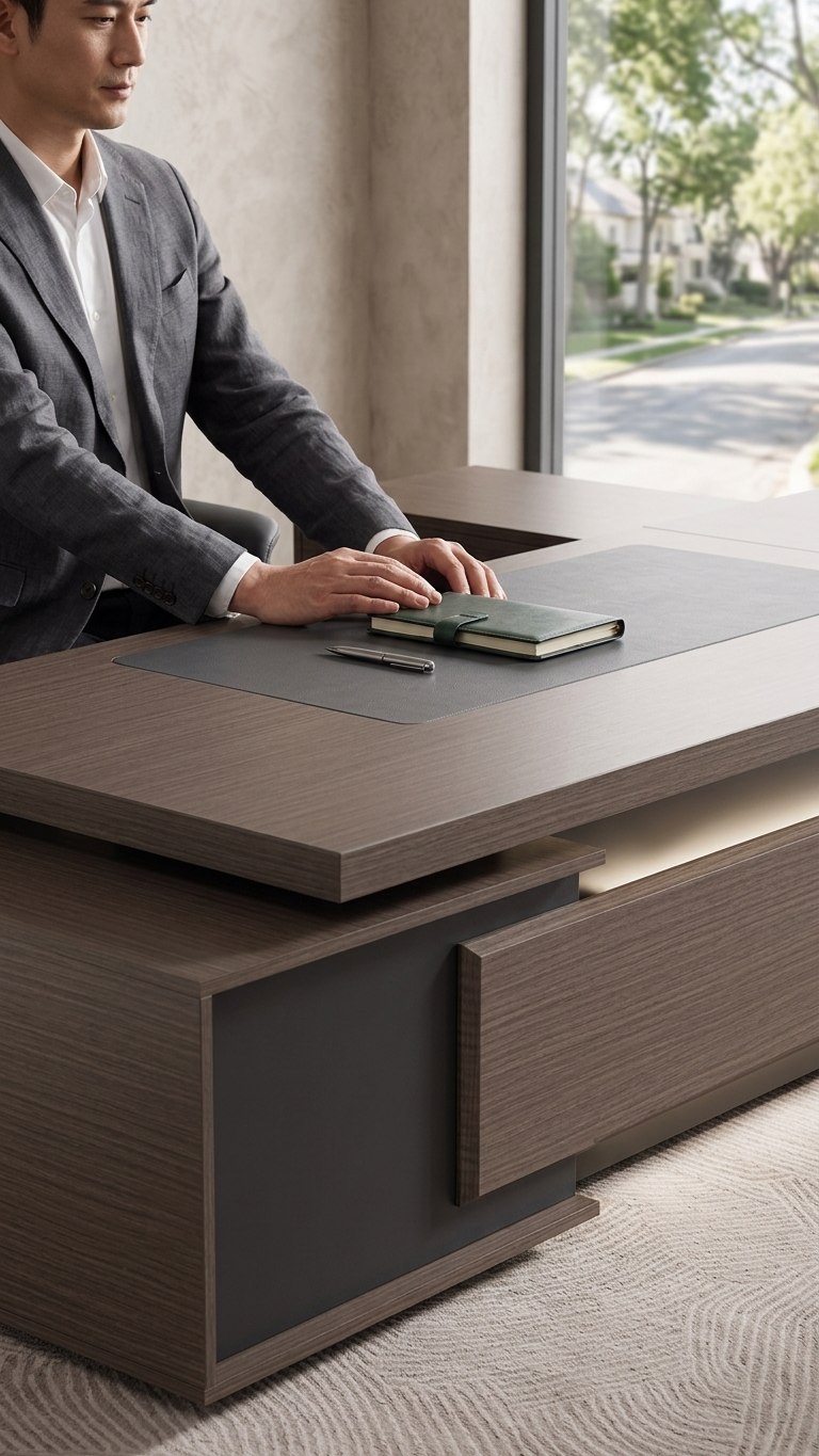 Executive Office Desk | Premium Wooden Design | 180 cm Length | Smart Storage