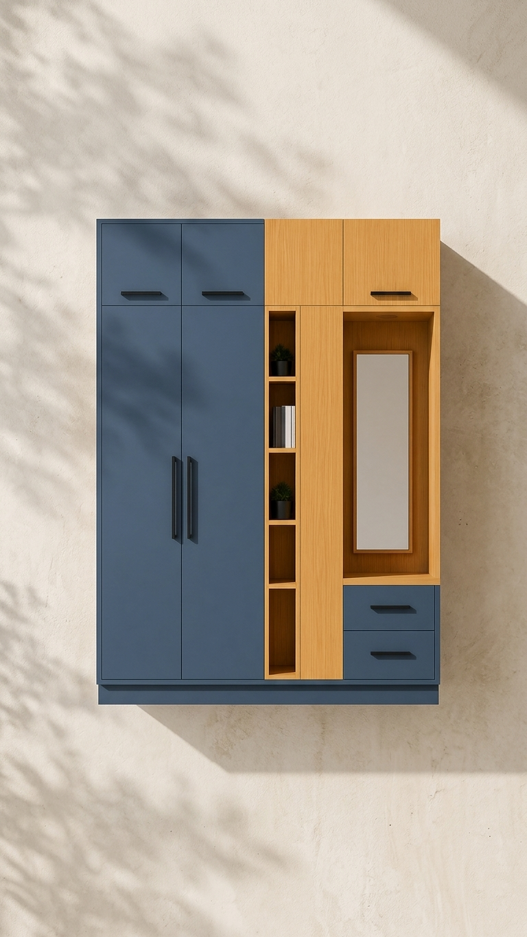 Modern Wardrobe with Dressing Unit | 150 cm Width | 210 cm Height | Multi-Storage Design