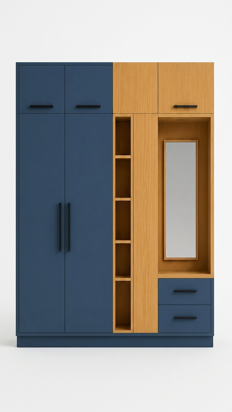 Modern Wardrobe with Dressing Unit | 150 cm Width | 210 cm Height | Multi-Storage Design