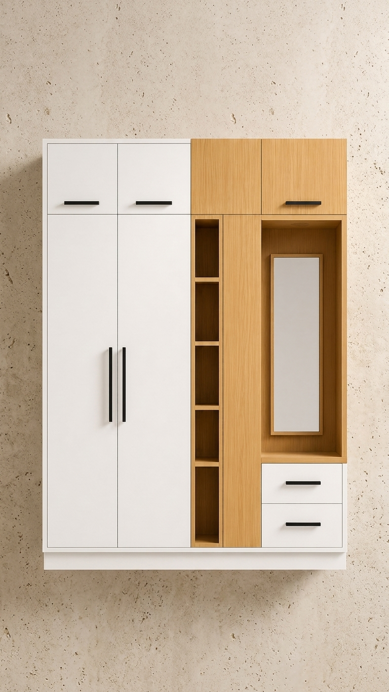 Modern Wardrobe with Dressing Unit | 150 cm Width | 210 cm Height | Multi-Storage Design