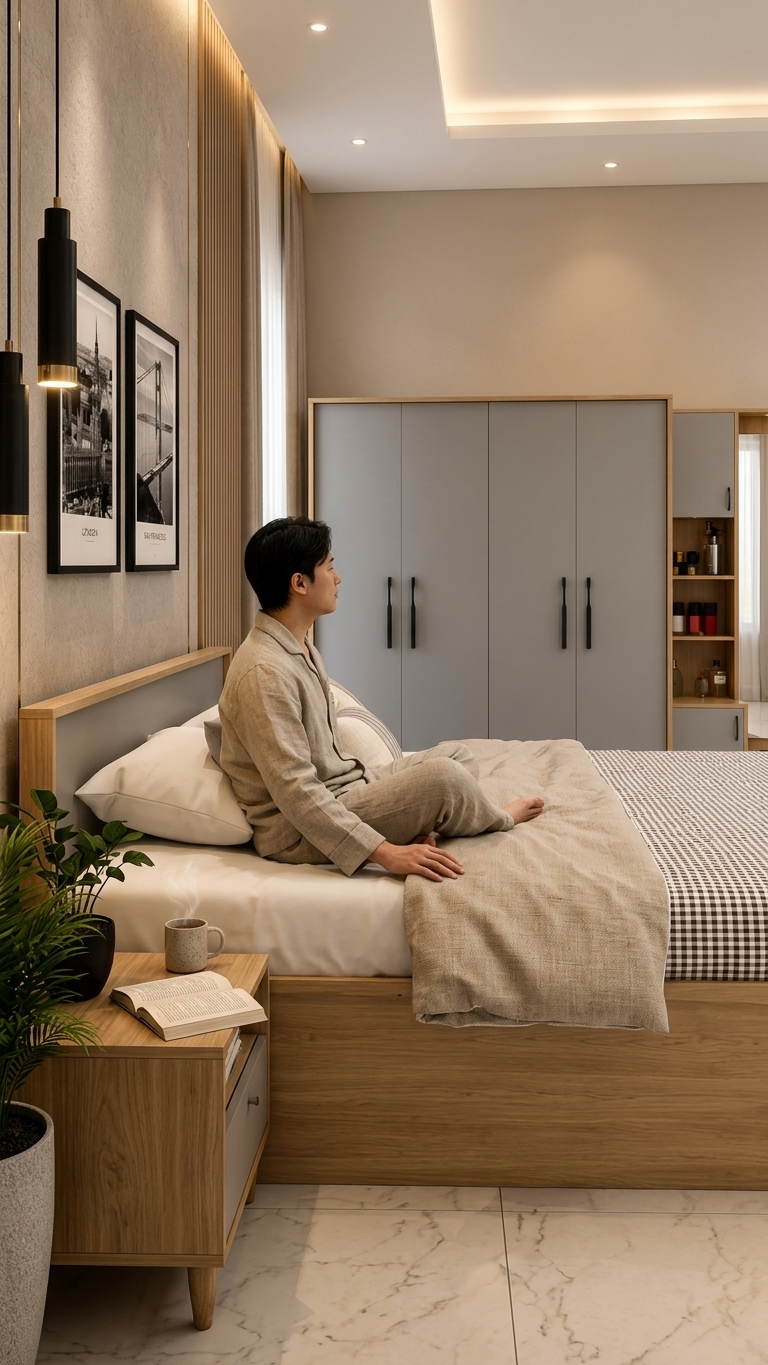 Modern Premium Bedroom Set | Wardrobe + Cot + Dressing Unit + Side Table