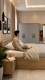 Modern Premium Bedroom Set | Wardrobe + Cot + Dressing Unit + Side Table