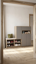 Modern Shoe Rack with Seating | Multi-Storage Shoe Cabinet